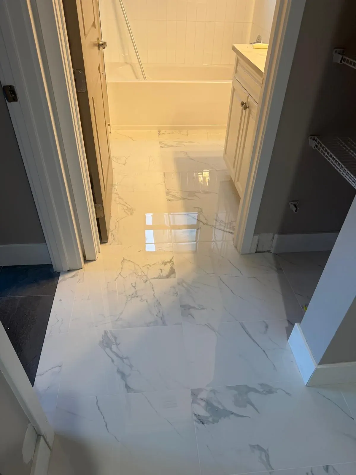Marble Flooring Installation Hallway by JC General Painting in South Florida