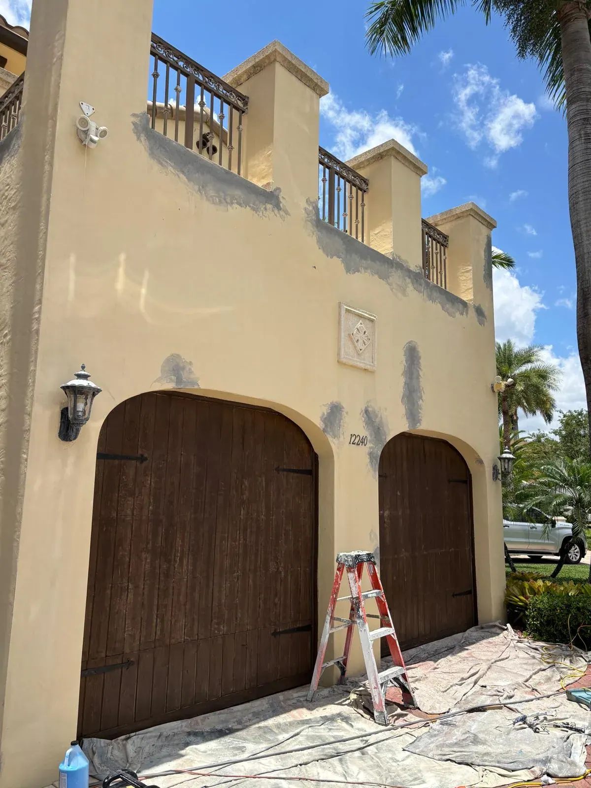 Exterior Stucco Painting Garage Prep Coat by JC General Painting in South Florida