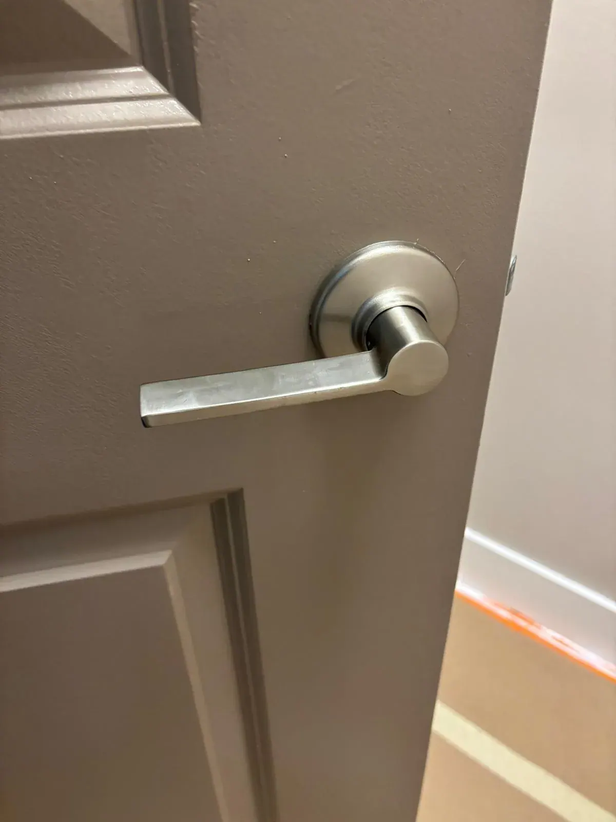 Interior Door Painting Satin Nickel Detail by JC General Painting in South Florida
